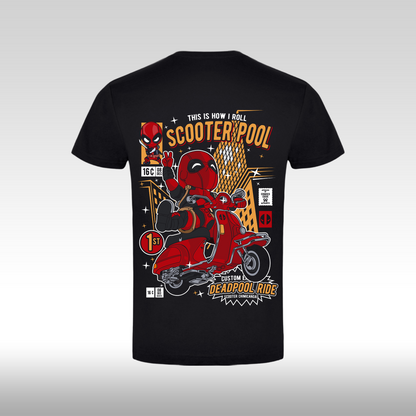 Tricou Negru personalizat bumbac Spate urban "DeadPool Ride" streetwear
