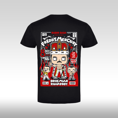 Tricou Negru personalizat bumbac Spate urban "Freddy-Mercury" streetwear
