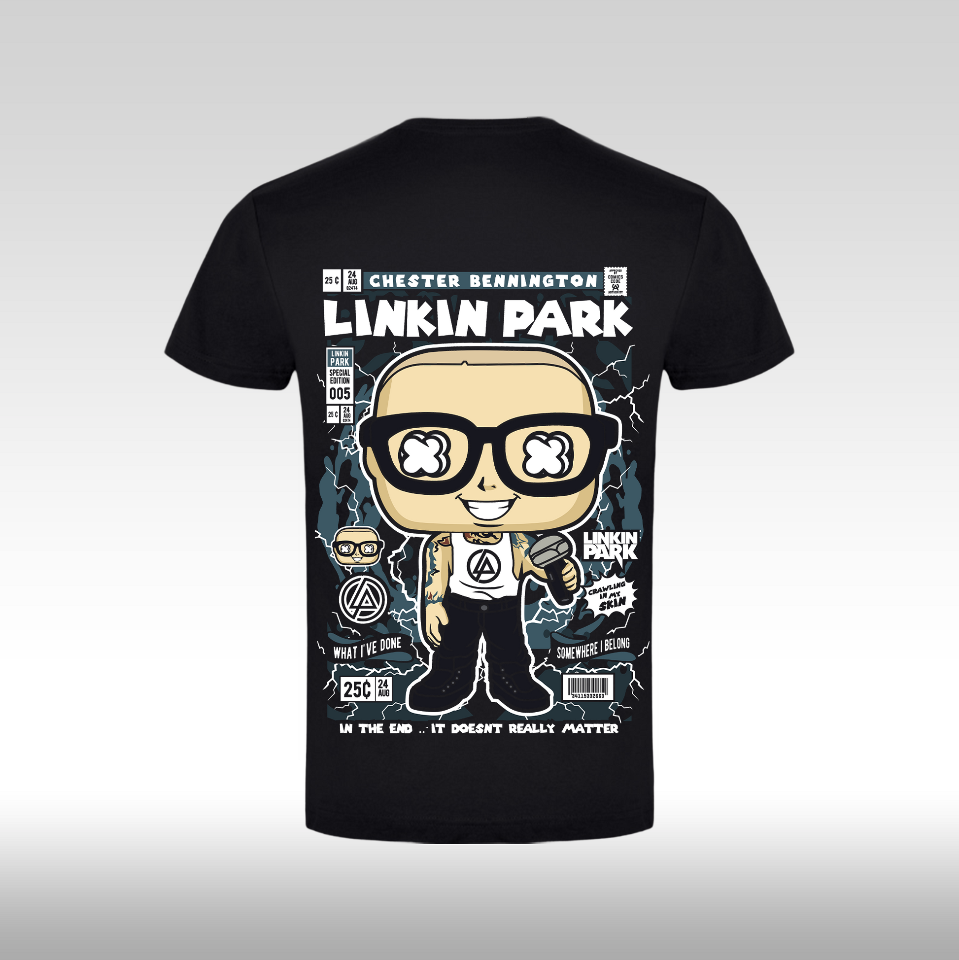 Tricou Negru personalizat bumbac Spate urban "Linkin Park" streetwear
