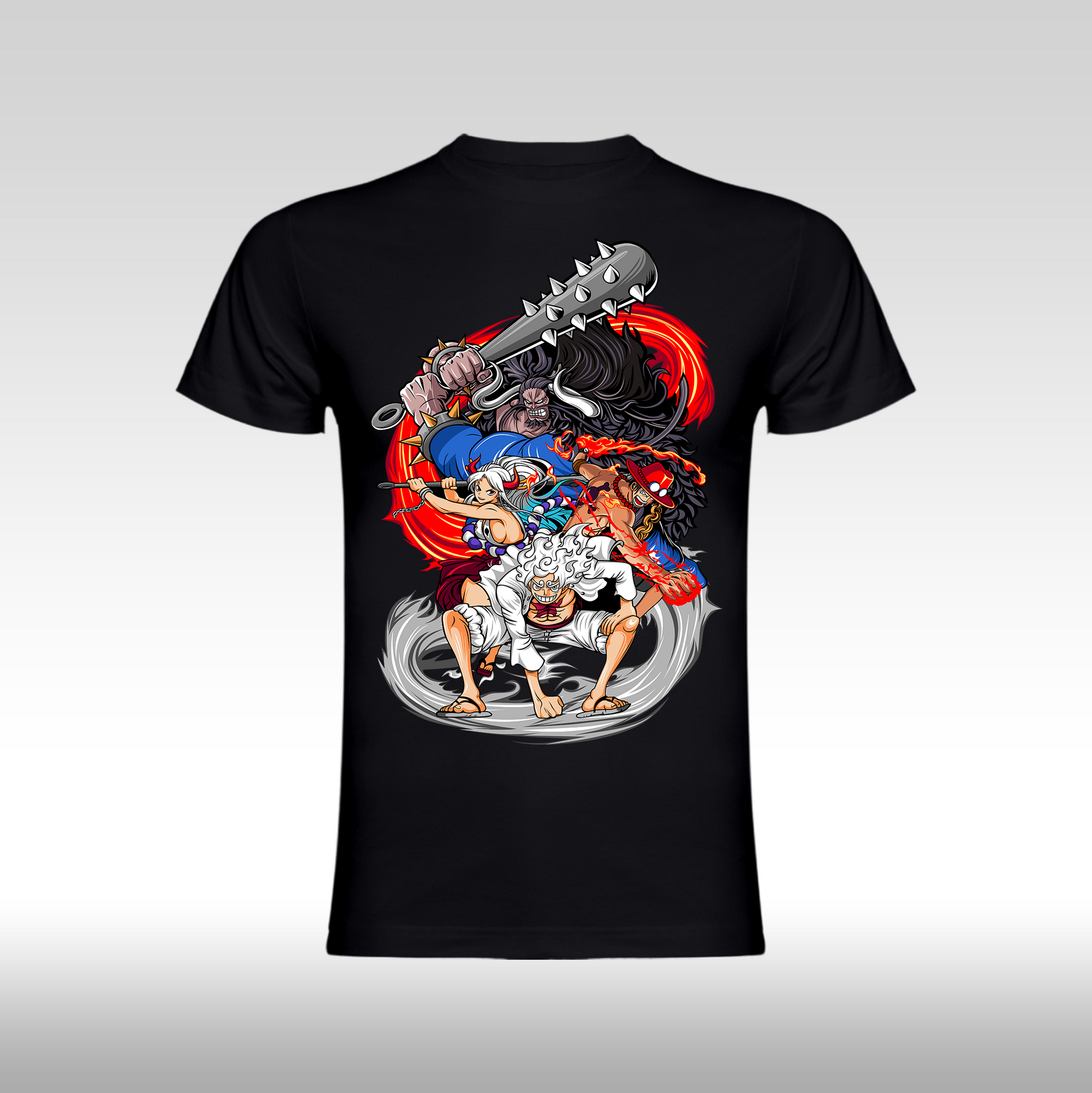 Tricou Negru personalizat bumbac anime "Fight Against Kaido" streetwear
