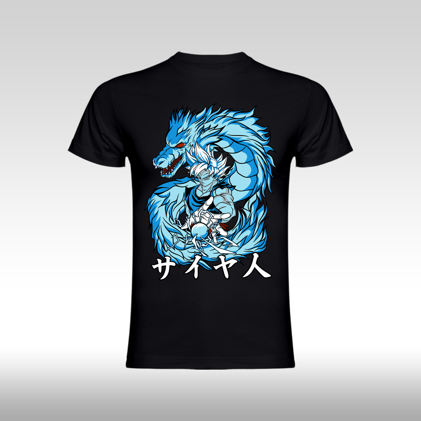 Tricou Negru personalizat bumbac anime "Goku Power Dragon" streetwear

