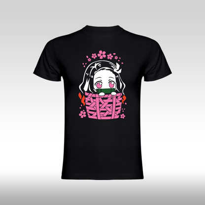 Tricou Negru personalizat bumbac anime "Kamado Nezuko" streetwear
