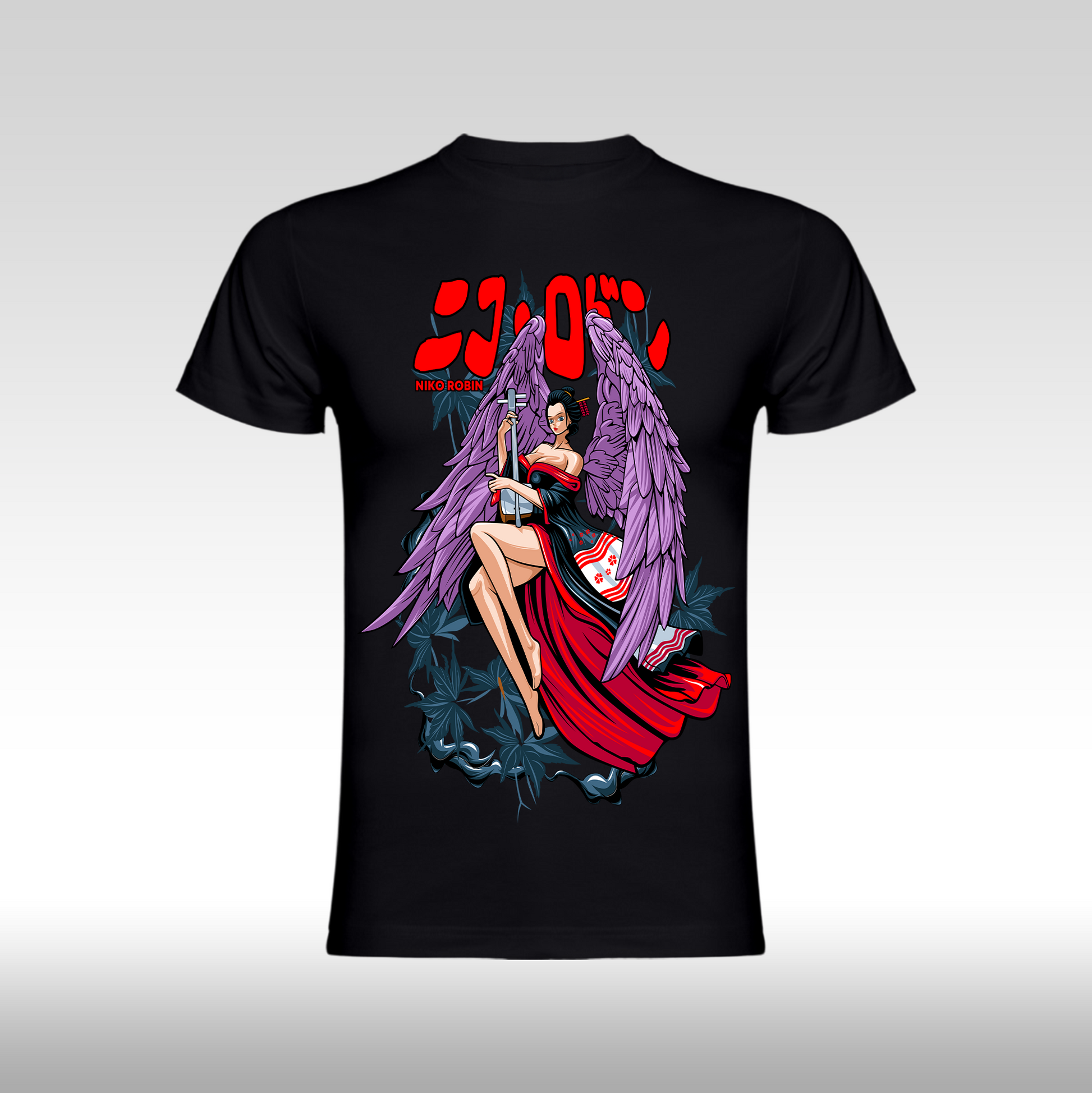 Tricou Negru personalizat bumbac anime "Nico Robin Red Dress" streetwear
