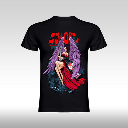 Tricou Negru personalizat bumbac anime "Nico Robin Red Dress" streetwear

