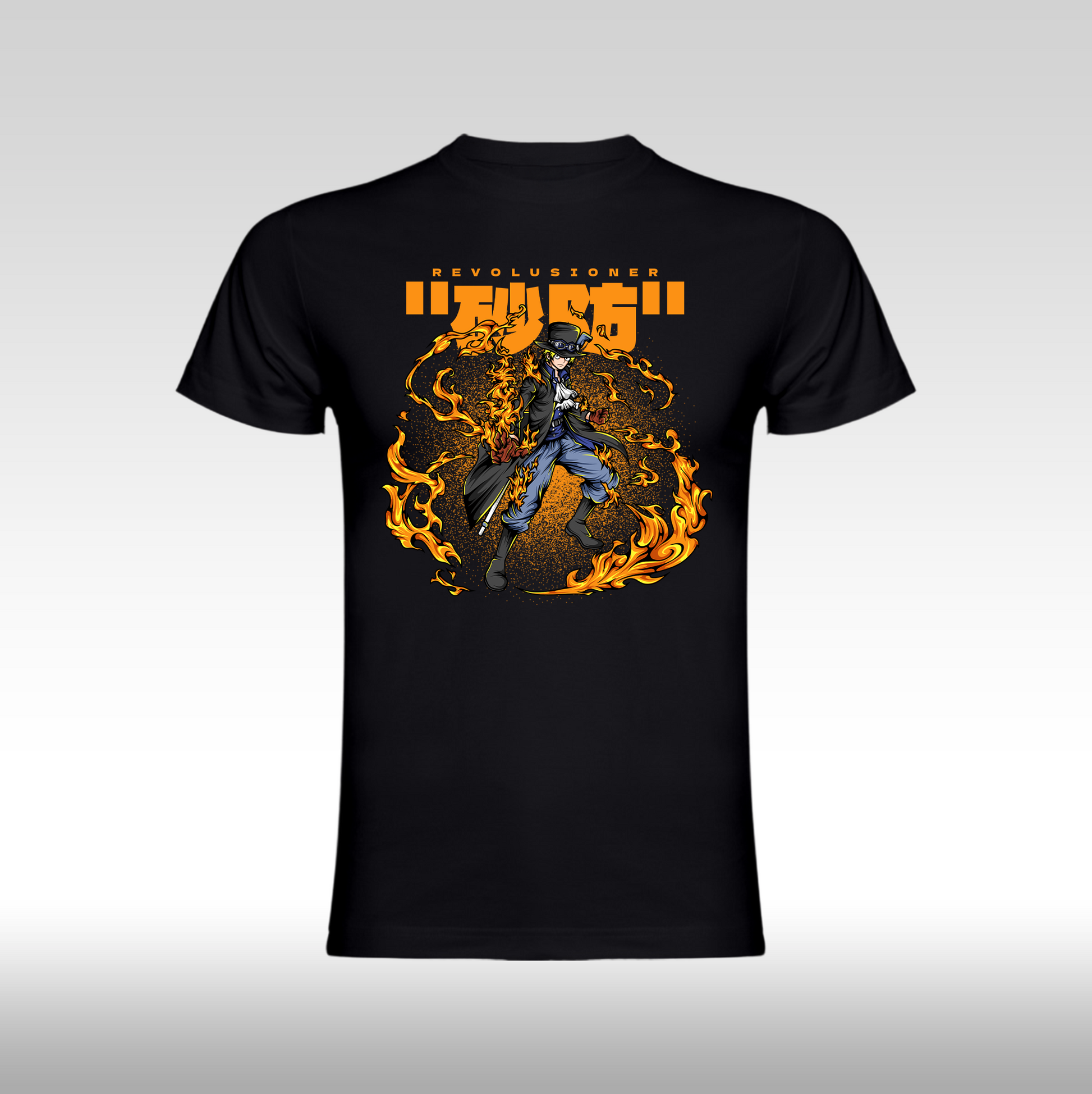 Tricou Negru personalizat bumbac anime "One Piece Revolutionary Sabo" streetwear
