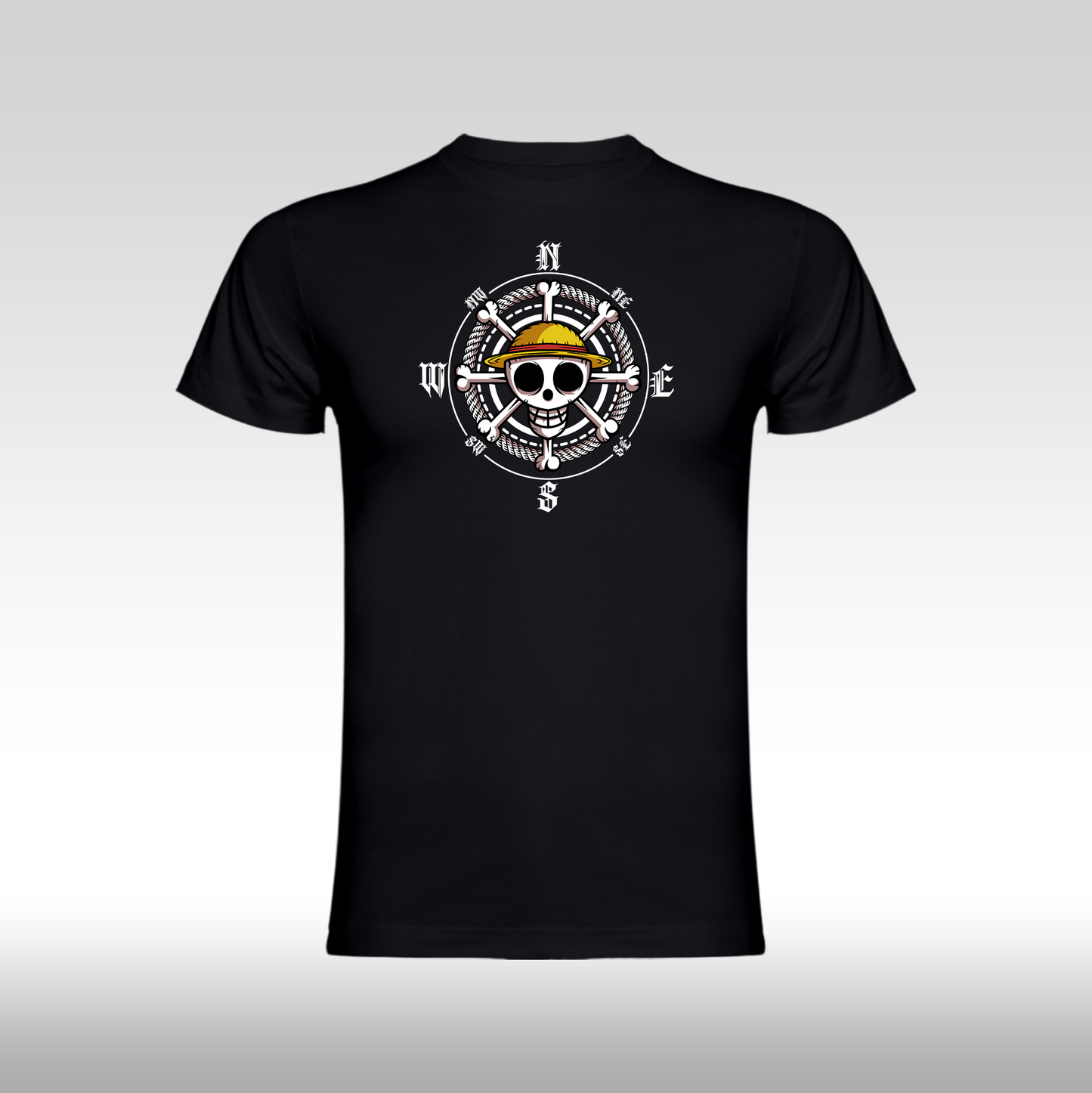 Tricou Negru personalizat bumbac anime "One Piece: Three Brothers" streetwear