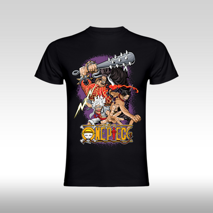 Tricou Negru personalizat bumbac anime "One Piece: Luffy Gear 5" streetwear
