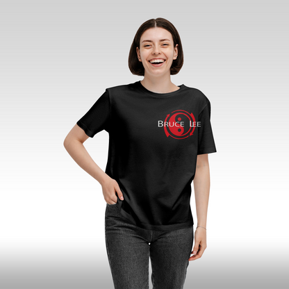 Tricou Negru personalizat bumbac fata dama urban "Bruce Lee" streetwear
