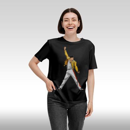 Tricou Negru personalizat bumbac fata dama urban "Rock You Queen" streetwear
