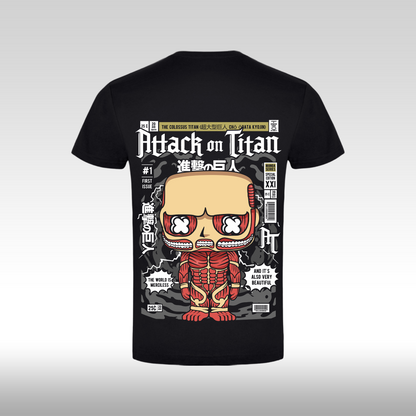 Tricou Negru personalizat bumbac urban "Attack on Titan" streetwear