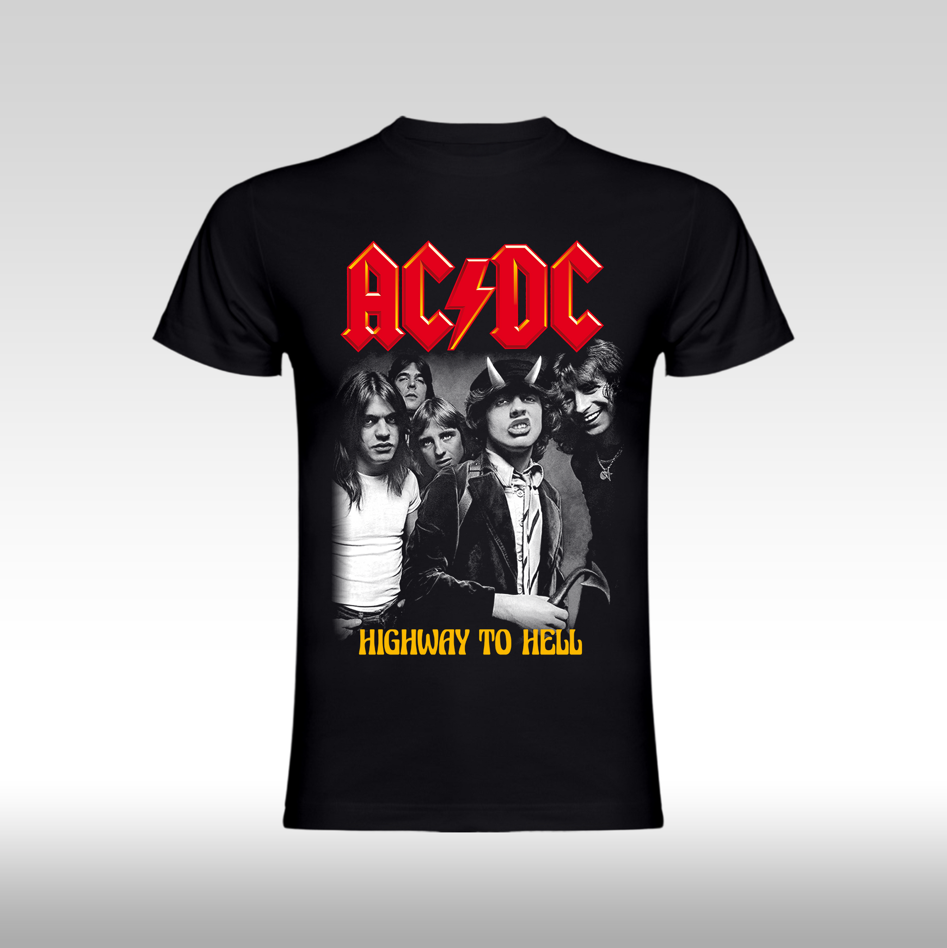 Tricou Negru personalizat bumbac urban "AC DC Highway to Hell" streetwear
