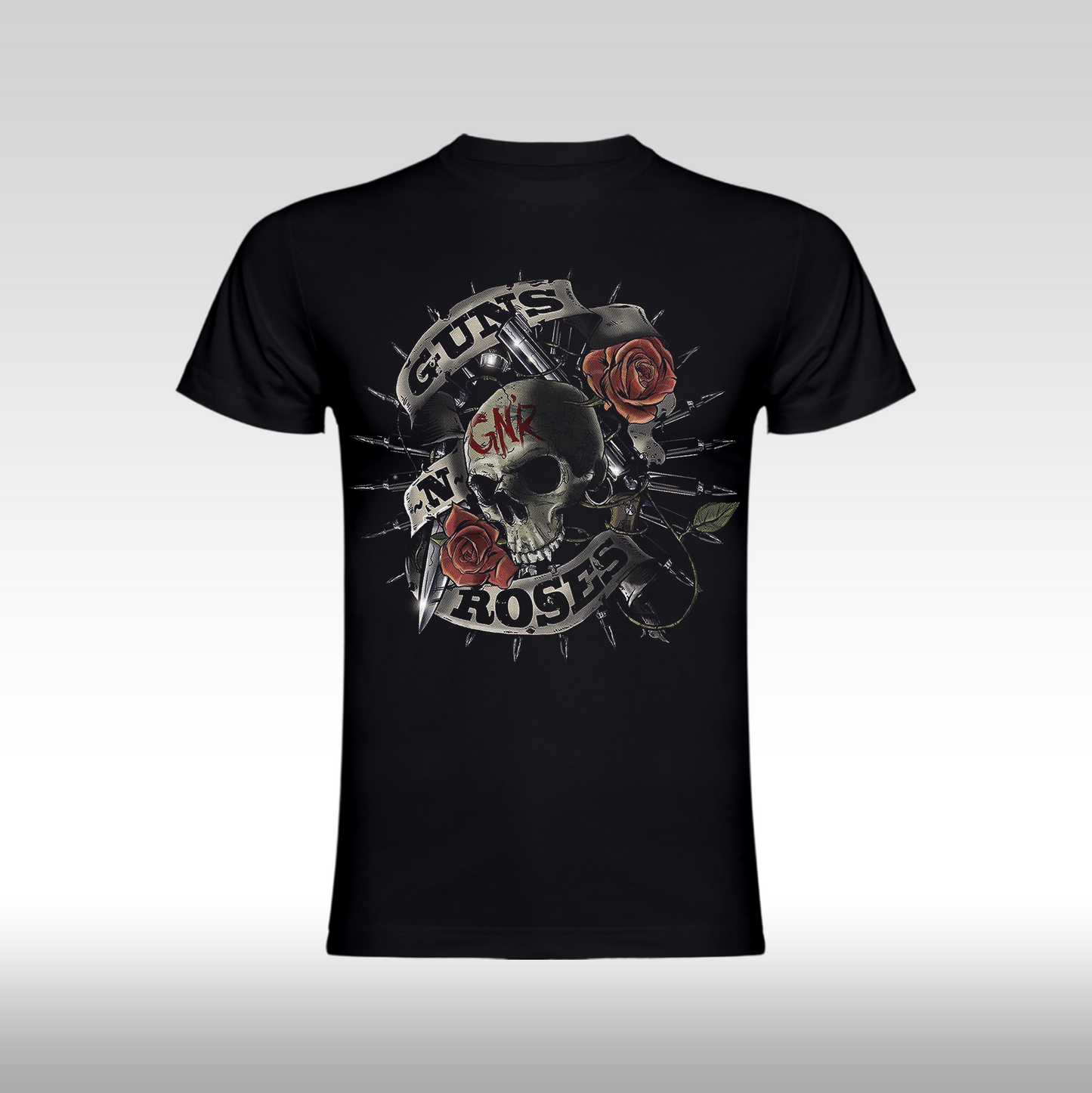 Tricou Negru personalizat bumbac rock "Guns~N~Roses Skull" streetwear
