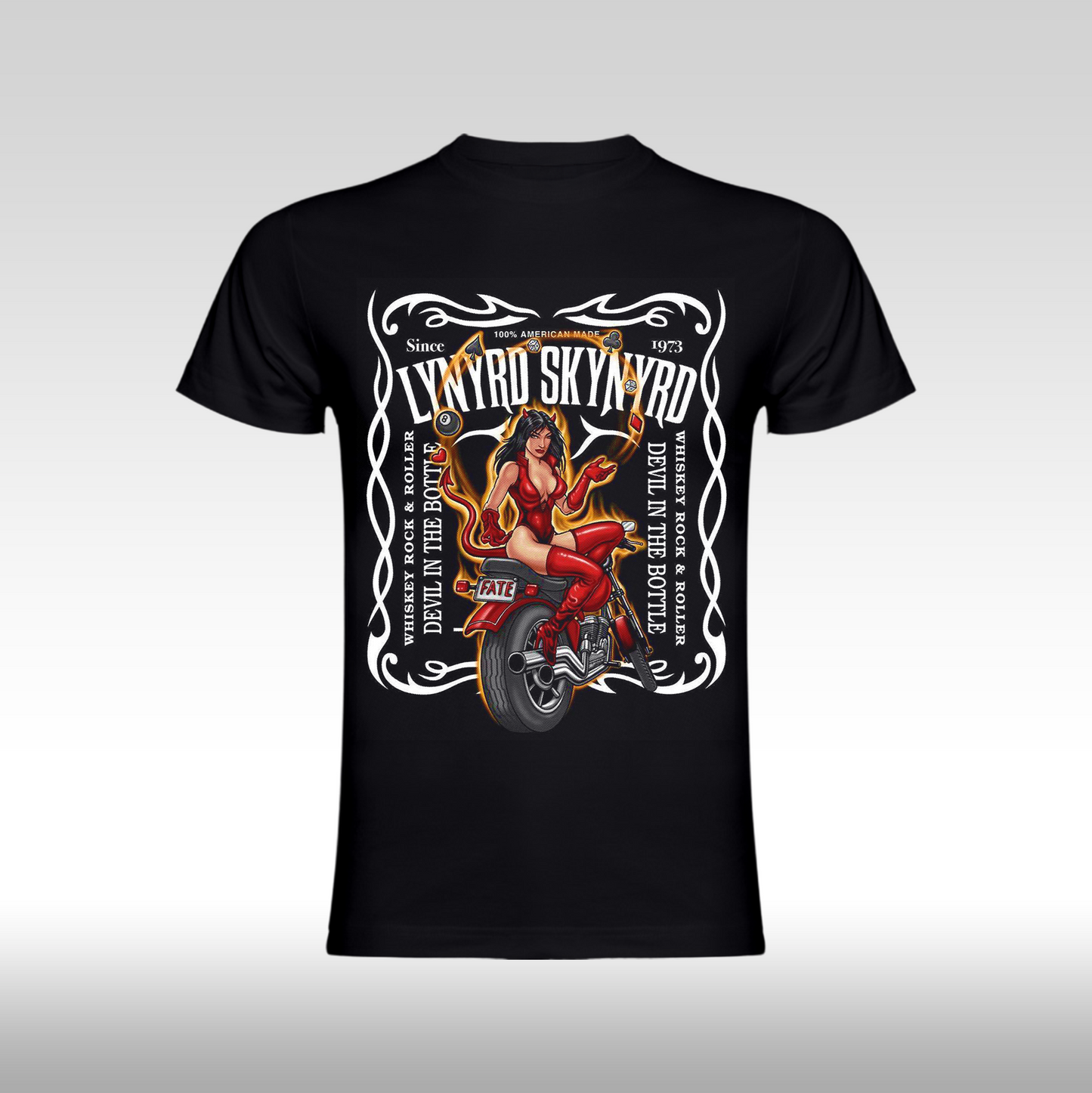 Tricou Negru personalizat bumbac rock "Lynyrd Skynyrd Devil in The Bottle" streetwear
