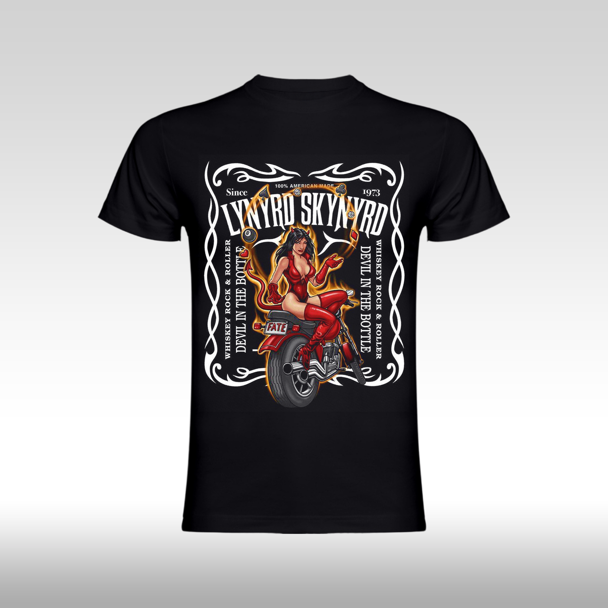 Tricou Negru personalizat bumbac rock "Lynyrd Skynyrd Devil in The Bottle" streetwear
