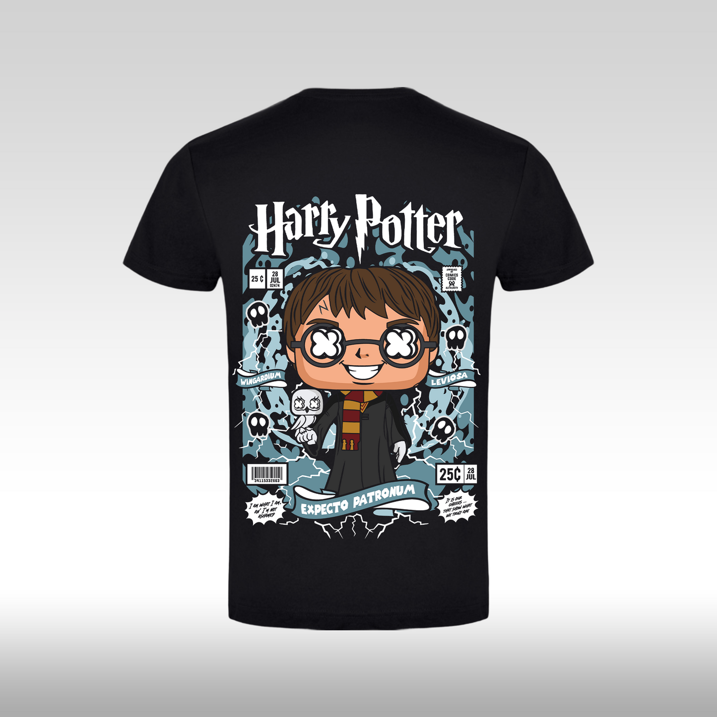 Tricou Negru personalizat bumbac spate anime "Harry Potter Funko" streetwear
