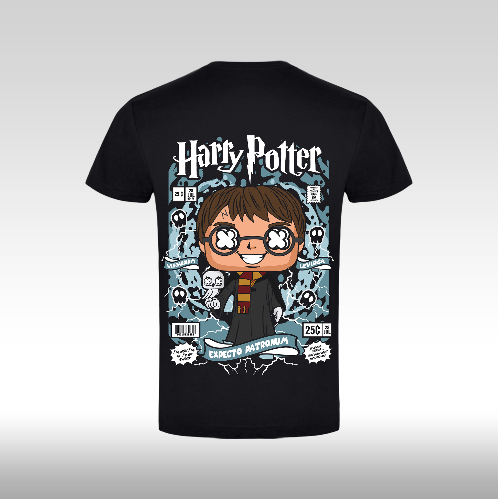 Tricou Negru personalizat bumbac spate anime "Harry Potter Funko" streetwear
