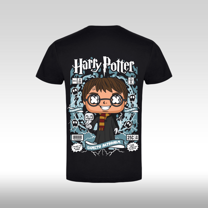 Tricou Negru personalizat bumbac spate anime "Harry Potter Funko" streetwear
