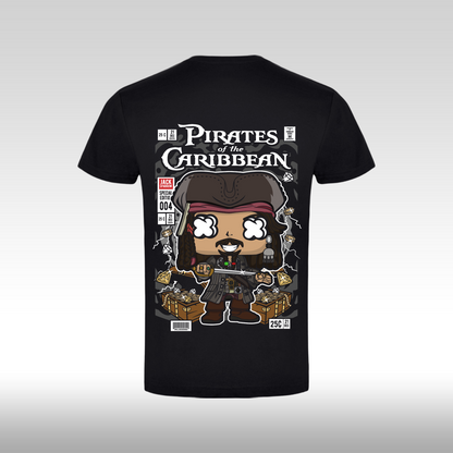 Tricou Negru personalizat bumbac spate pirat "Pirates of the Caribbean" streetwear
