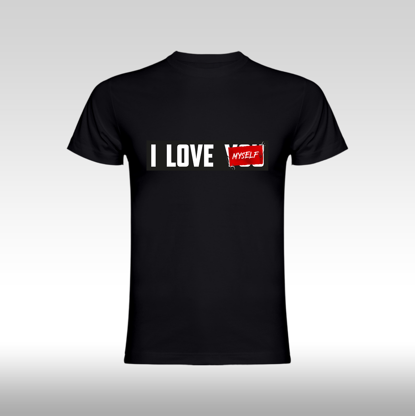 Tricou Negru personalizat bumbac urban "I love myself" streetwear
