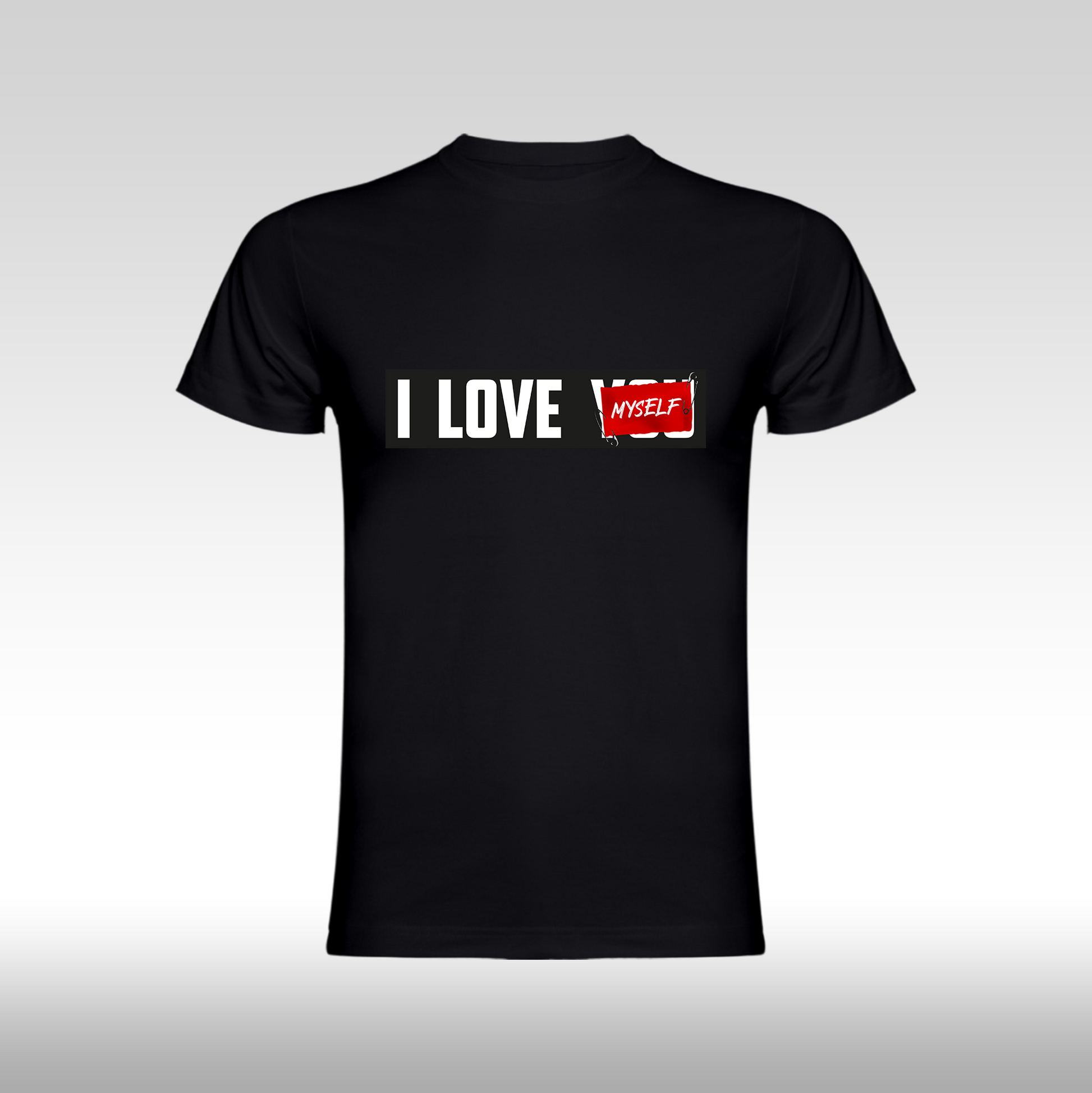 Tricou Negru personalizat bumbac urban "I love myself" streetwear

