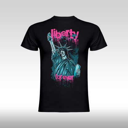 Tricou Negru personalizat bumbac urban "Liberty Forever" streetwear
