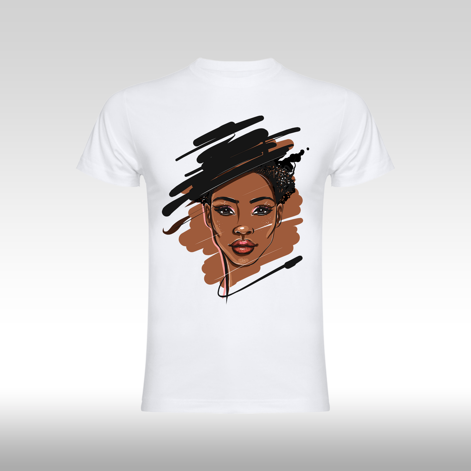 Tricou alb personalizat bumbac Fata Dama africa "Shadow Queen" streetwear
