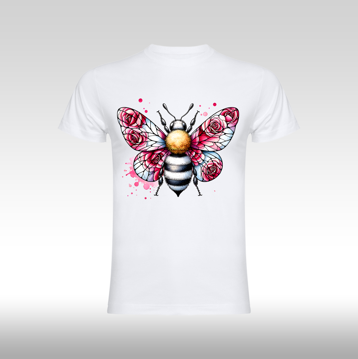 Tricou alb personalizat bumbac Fata albina "Floral Buzz" streetwear
