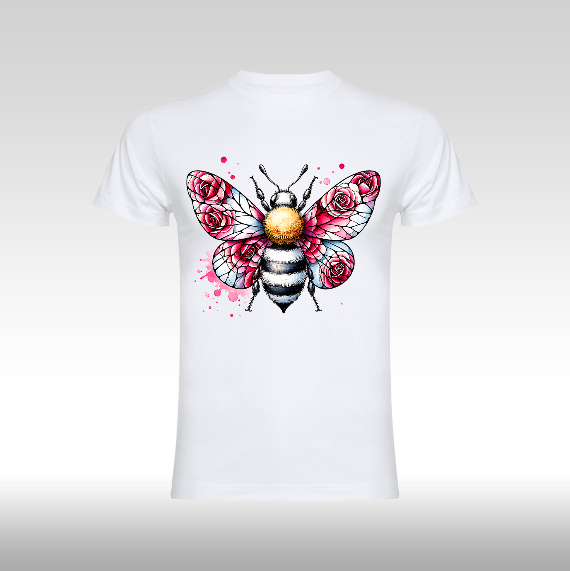 Tricou alb personalizat bumbac Fata albina "Floral Buzz" streetwear
