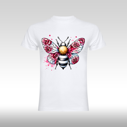 Tricou alb personalizat bumbac Fata albina "Floral Buzz" streetwear

