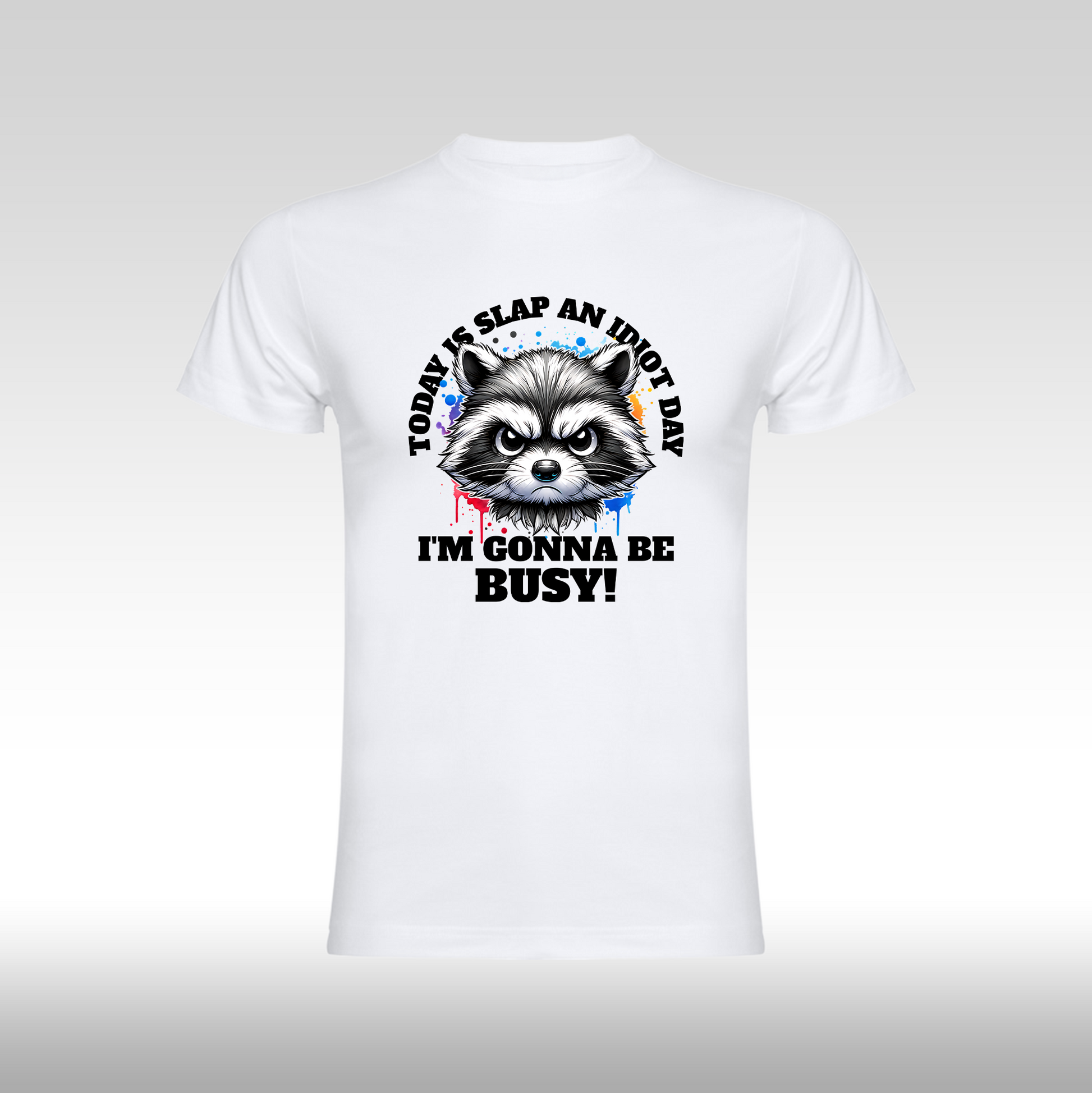 Tricou alb personalizat bumbac Fata urban "Slap an Idiot" streetwear
