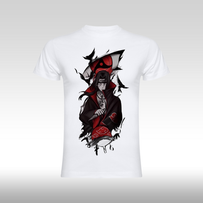 Tricou alb personalizat bumbac Fata anime "Sasuke White" streetwear
