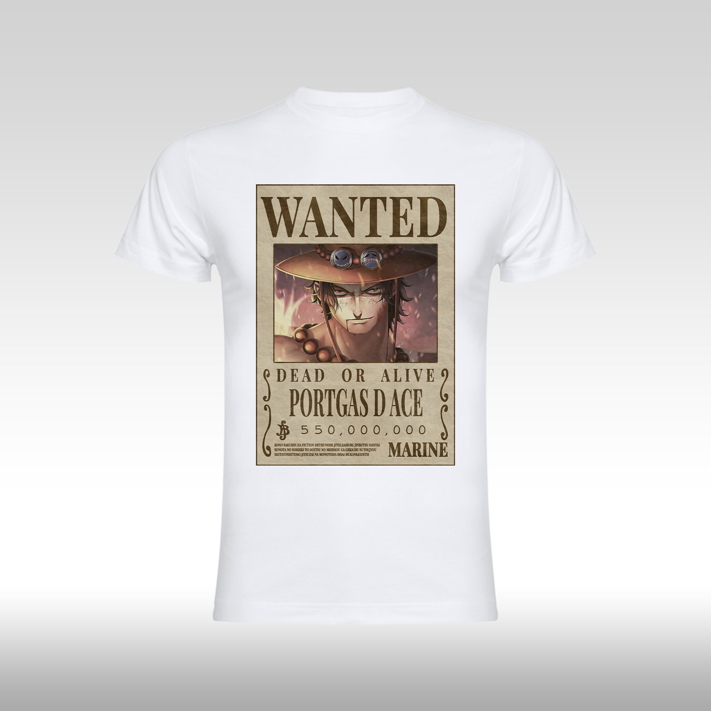 Tricou alb personalizat bumbac Fata anime "WANTED : Portgas D Ace" streetwear
