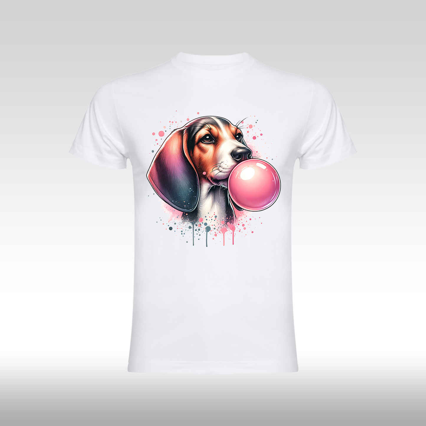 Tricou alb personalizat bumbac Fata Dama beagle "Puppy Pop" streetwear
