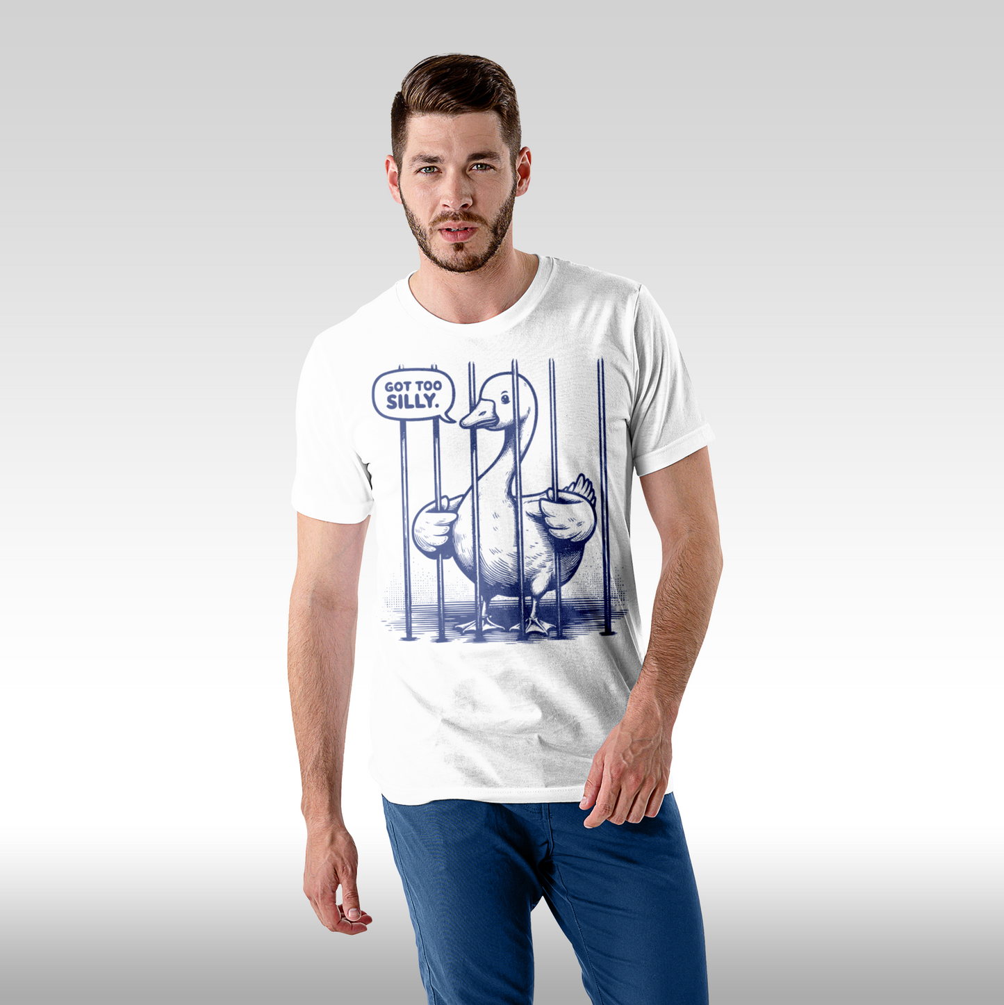 Tricou alb personalizat bumbac Fata barbat amuzant "Got too Silly" streetwear
