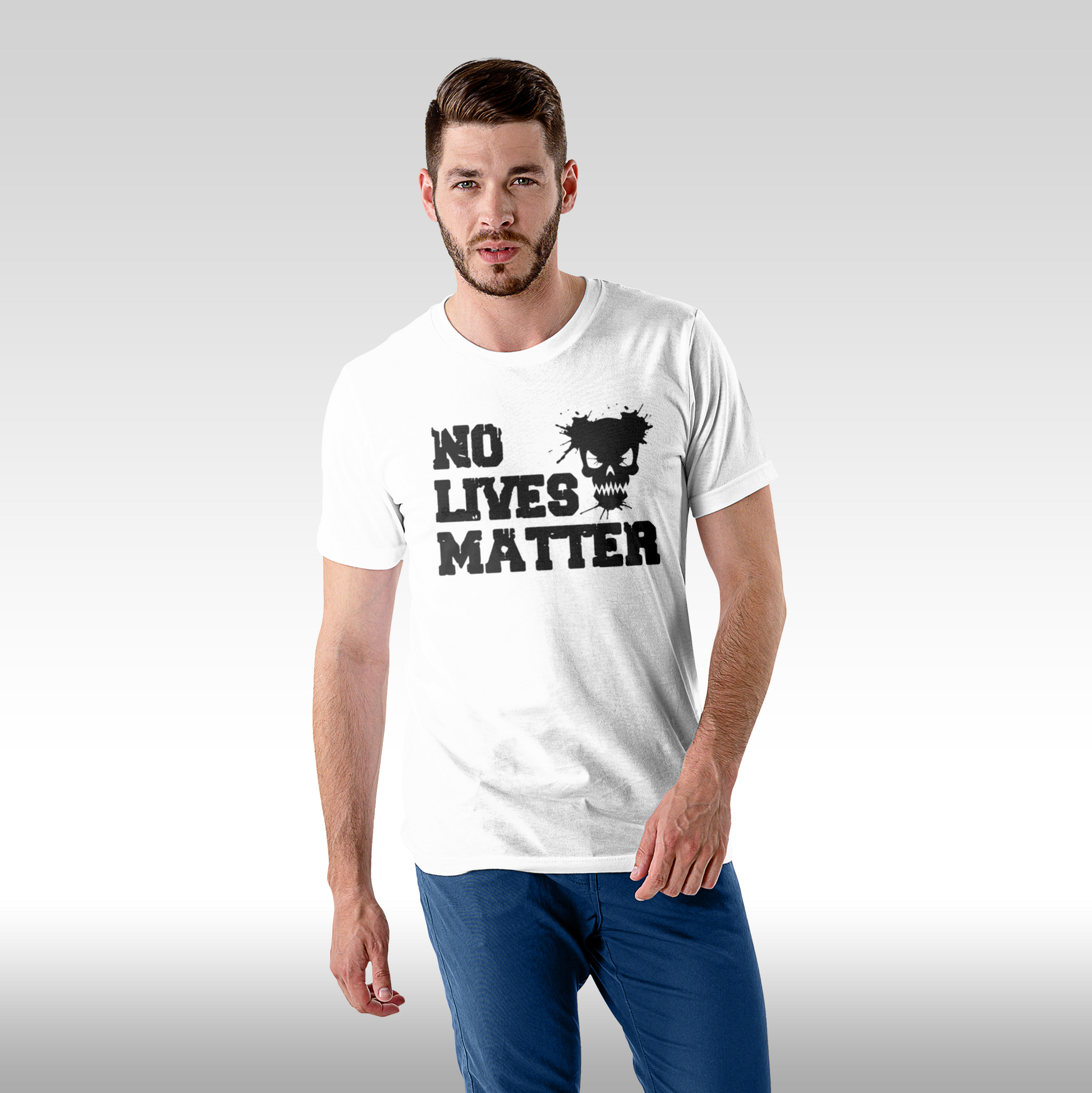 Tricou alb personalizat bumbac Fata barbat amuzant "No Lives Matter" streetwear
