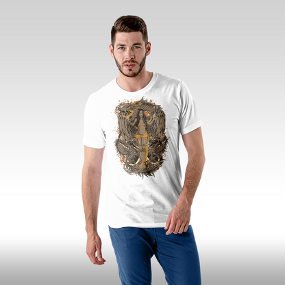 Tricou alb personalizat bumbac Fata barbat anime "Dragon Spirit" streetwear
