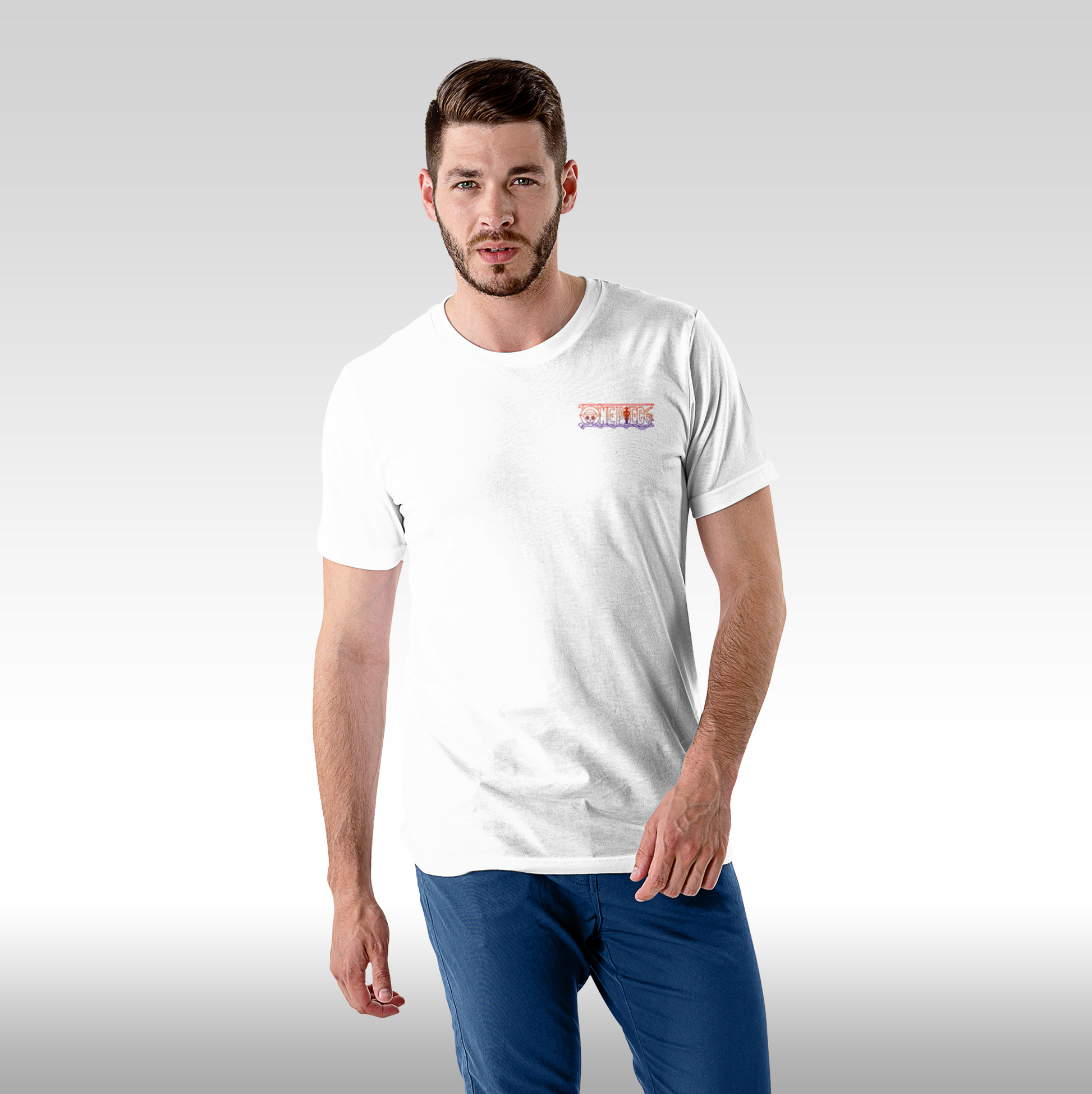 Tricou alb personalizat bumbac Fata barbat anime "Portgas D Ace" streetwear
