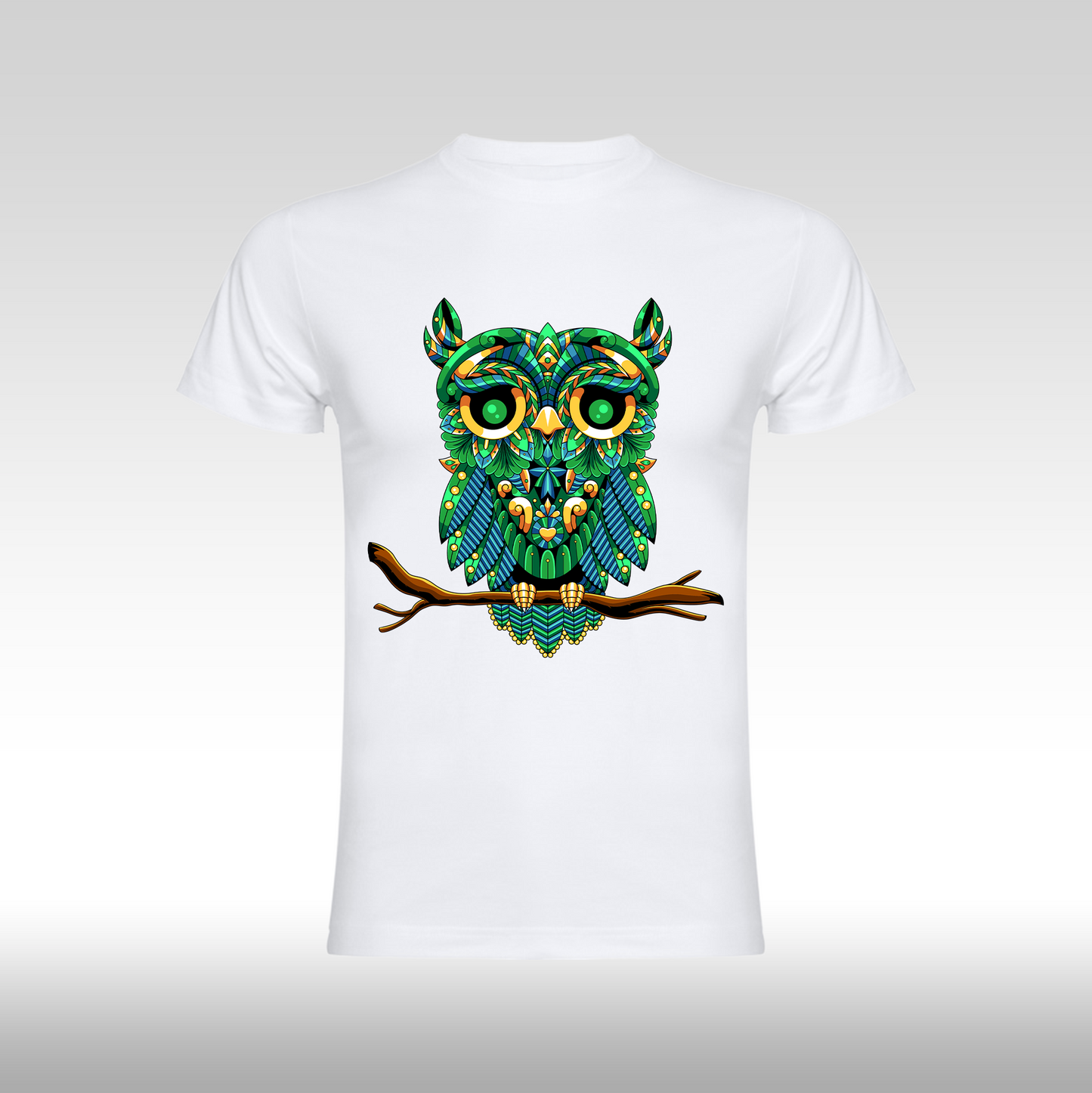 Tricou alb personalizat bumbac Fata Dama bufnita "Emerald Owl" streetwear
