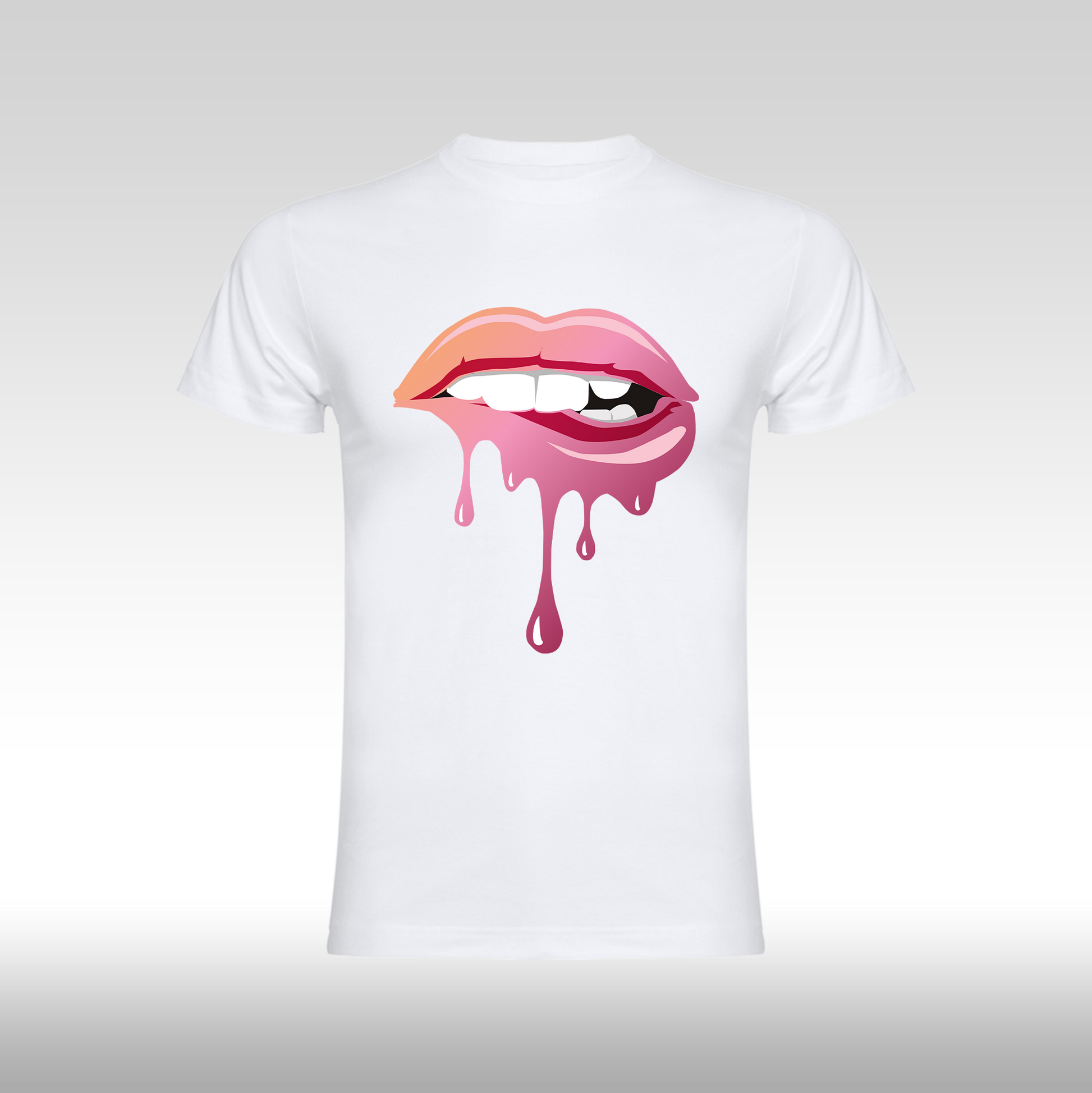 Tricou alb personalizat bumbac Fata Dama buze "Melting Lips" streetwear
