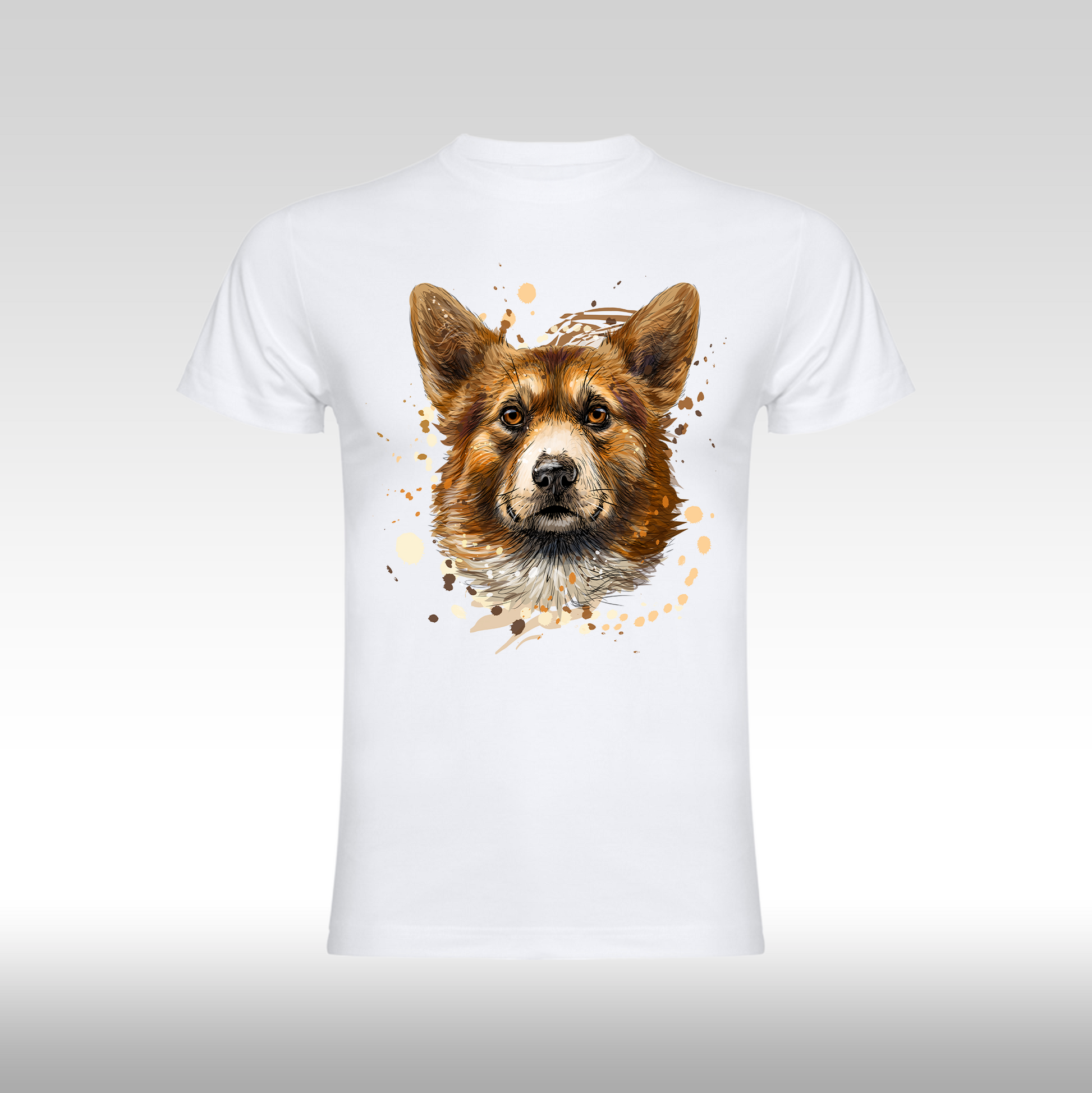 Tricou alb personalizat bumbac Fata Dama catel "Puppy Art" streetwear
