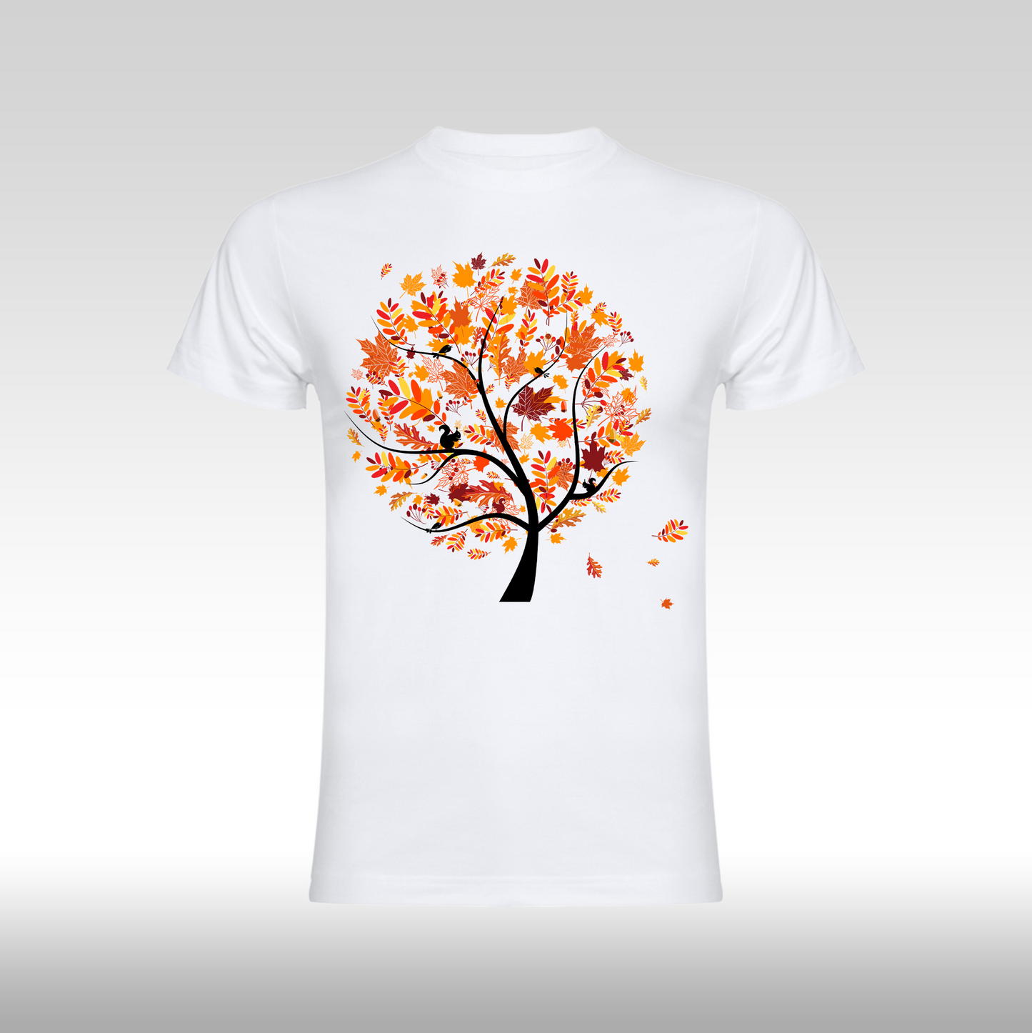 Tricou alb personalizat bumbac Fata Dama copac "Autumn Tree" streetwear
