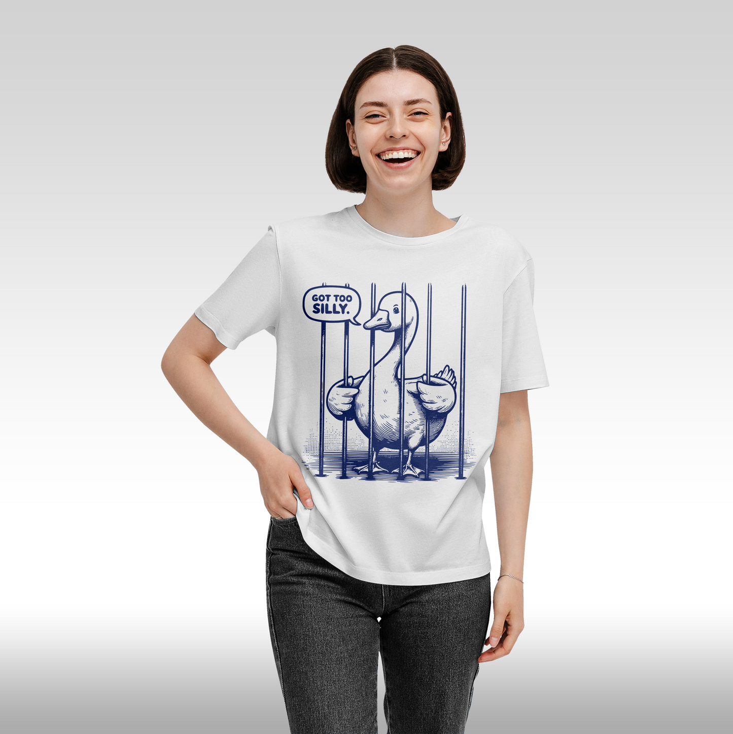 Tricou alb personalizat bumbac Fata Dama amuzant "Got too Silly" streetwear
