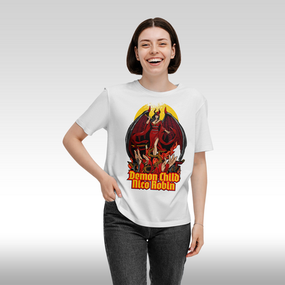 Tricou alb personalizat bumbac Fata dama anime "Demon Child Nico Robin" streetwear
