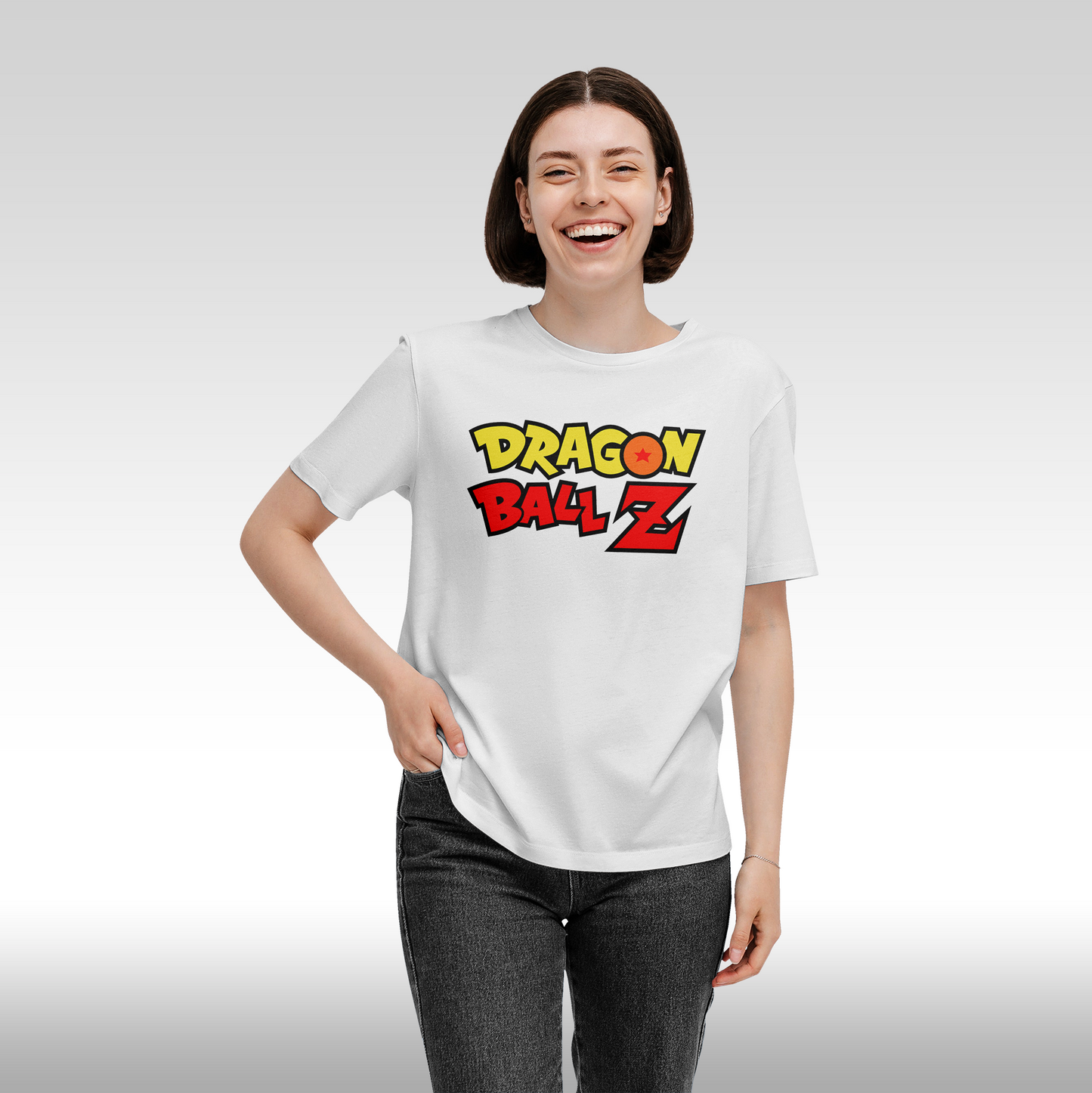 Tricou alb personalizat bumbac Fata Dama anime "Goku Super Sayan-Jin 3" streetwear
