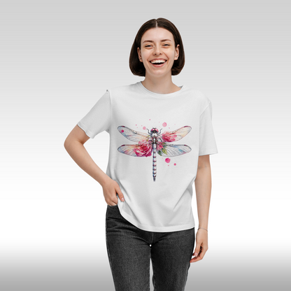 Tricou alb personalizat bumbac Fata Dama libelula "dragonfly" streetwear
