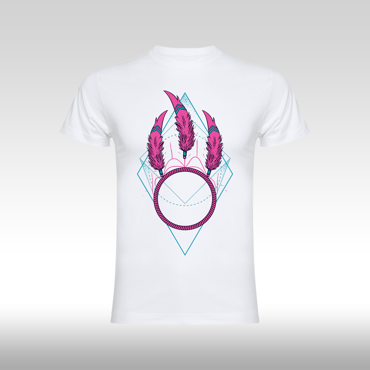 Tricou alb personalizat bumbac Fata Dama dream catcher "Pink Feather" streetwear
