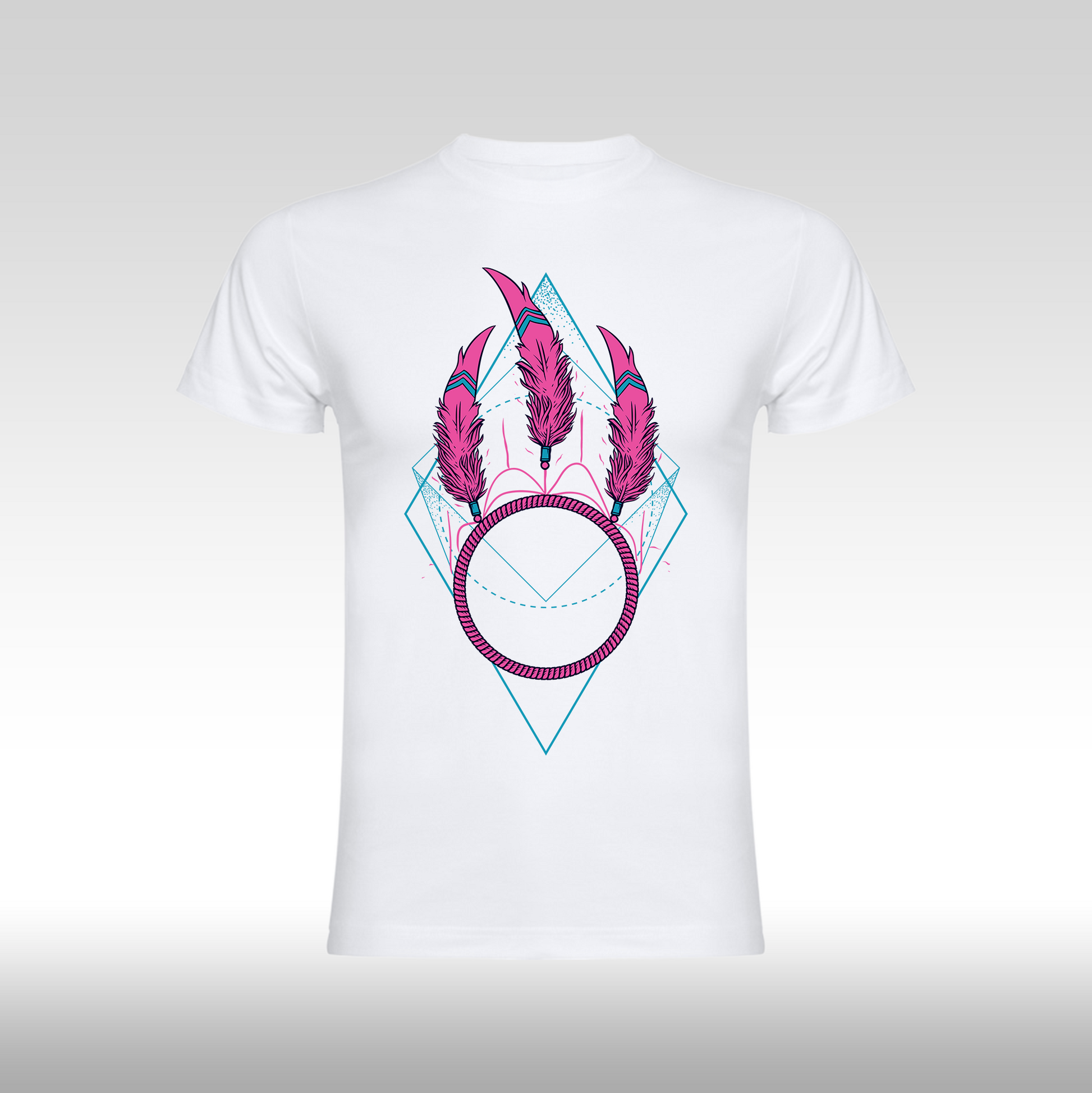 Tricou alb personalizat bumbac Fata Dama dream catcher "Pink Feather" streetwear
