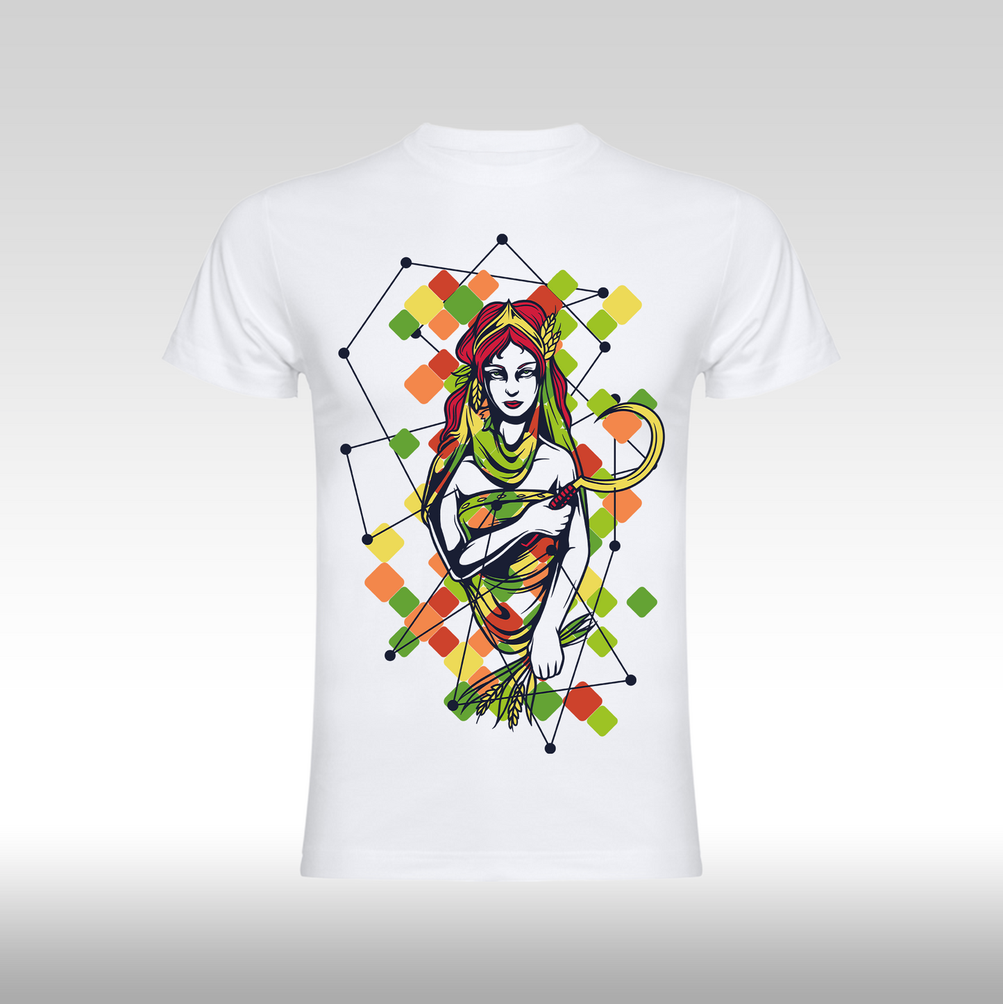 Tricou alb personalizat bumbac Fata Dama femeie "Geometric Bloom" streetwear
