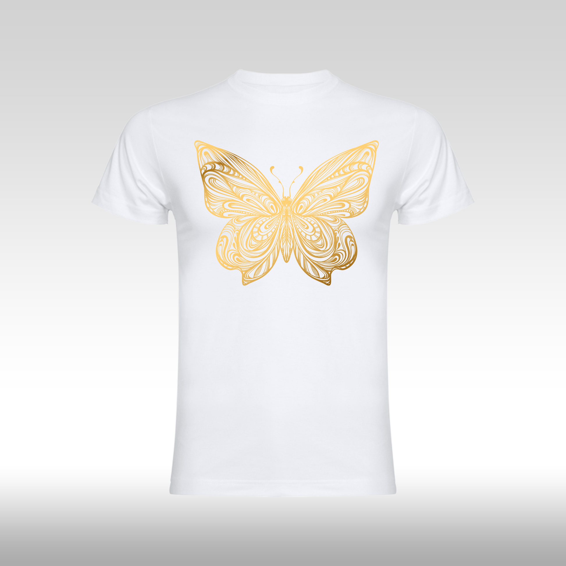 Tricou alb personalizat bumbac Fata Dama fluture "Golden Butterfly" streetwear
