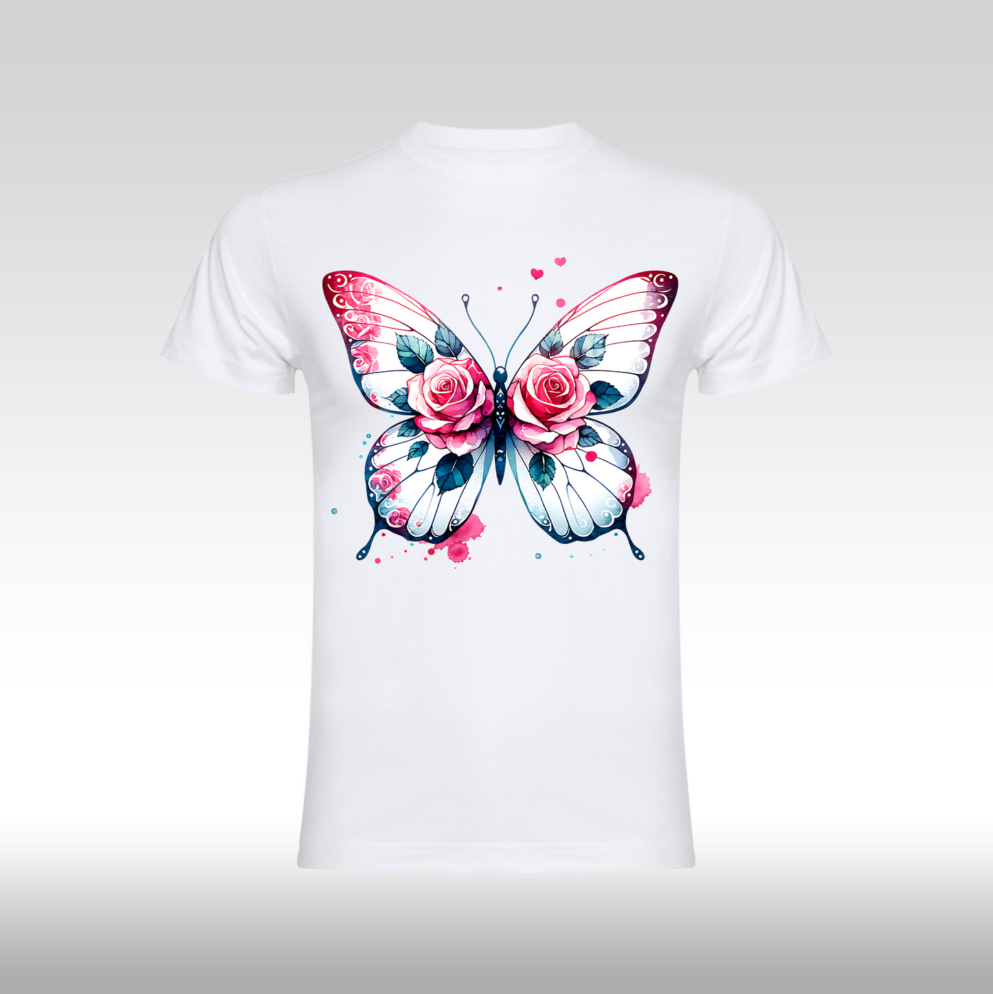 Tricou alb personalizat bumbac Fata fluture "Pink Wings" streetwear
